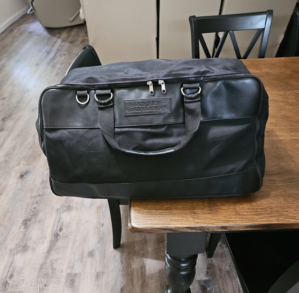 Harley-Davidson Black Canvas & Leather Accent Duffel Bag